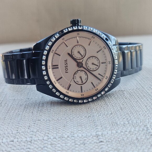 Fossil Women Watch Black Tone Metal Band Analog Multi Function wristwatch - Picture 4 of 11
